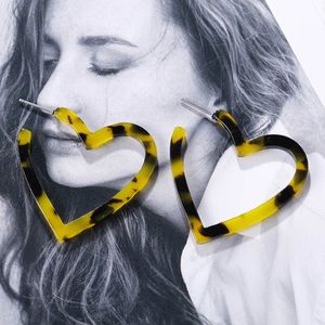 Tortoise Acrylic Heart Earrings